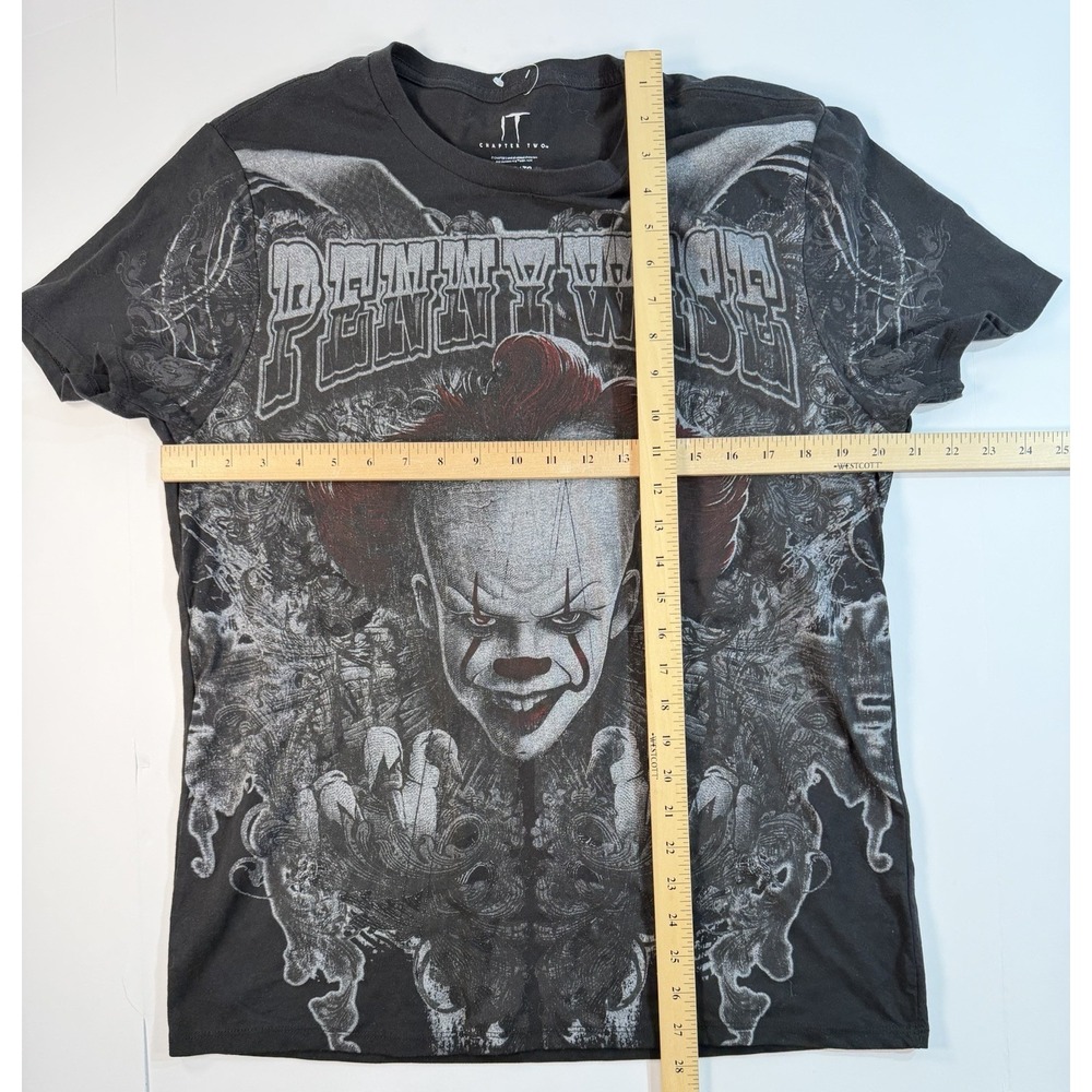 IT Pennywise Graphic T Shirt AOP Horror Movie Chapter Two Size XL Black Tee - Picture 3 of 3